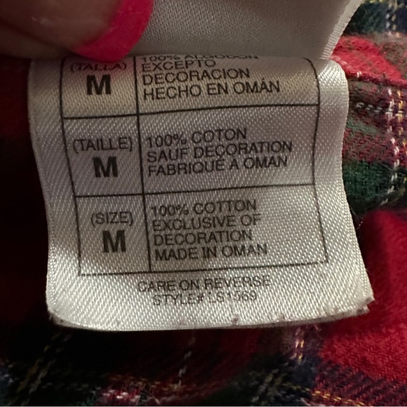 Disney Store Embroidered Mickey Mouse Red Plaid Pajama Set Christmas Size M - Picture 6 of 11